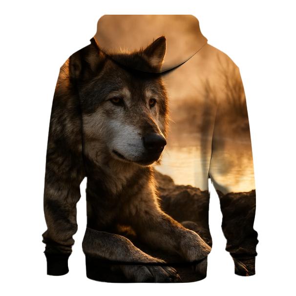 Elder Wolf Resting By Hot Spring lightweight hoodies