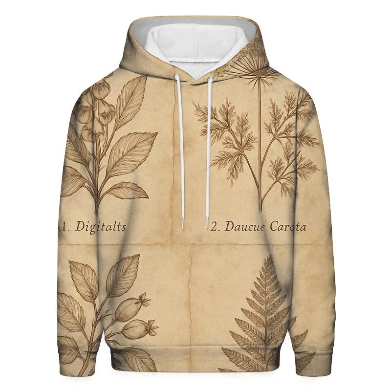 Sepia Botanical Illustration Set embroidered hoodies