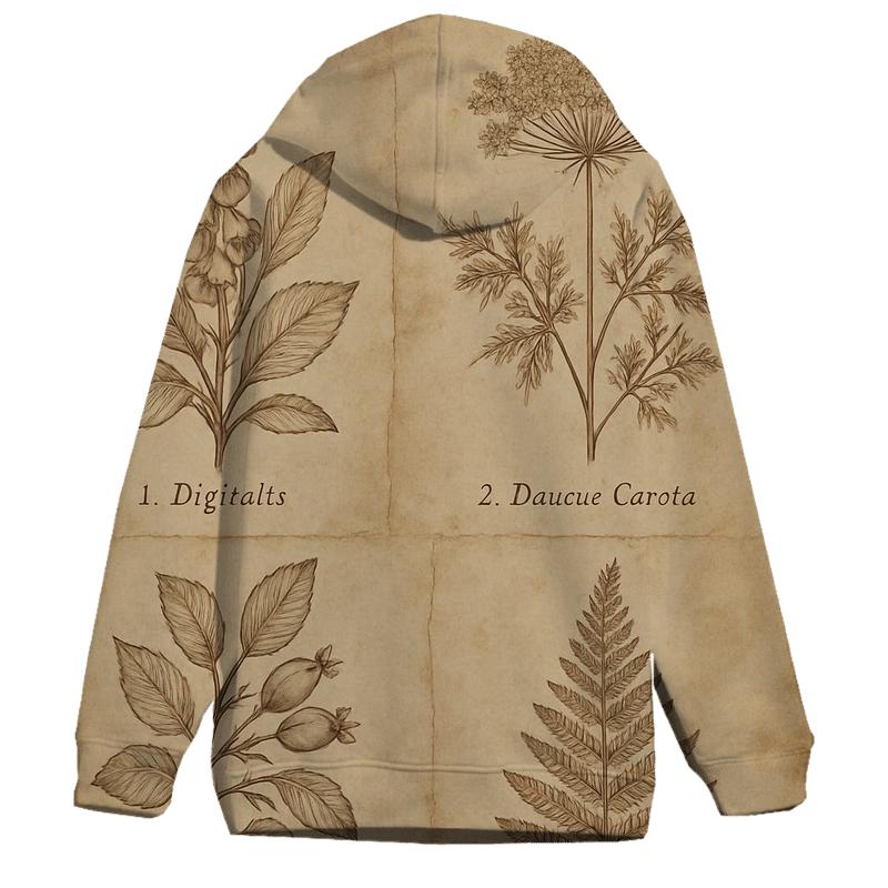Sepia Botanical Illustration Set embroidered hoodies