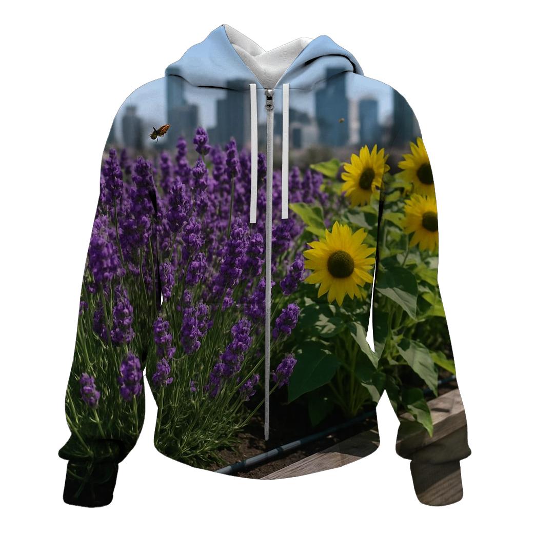 Rooftop Pollinator Garden At Noon custom hoodies