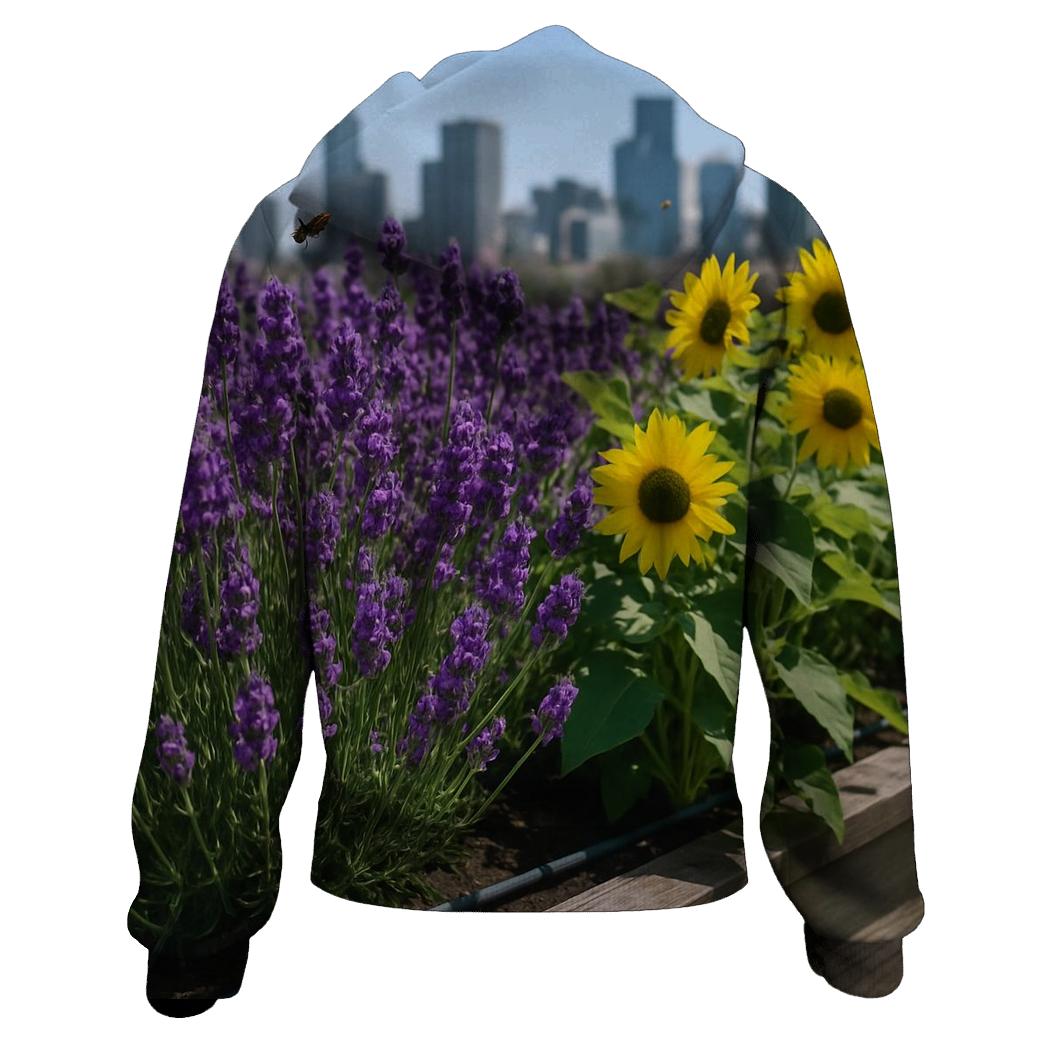 Rooftop Pollinator Garden At Noon custom hoodies