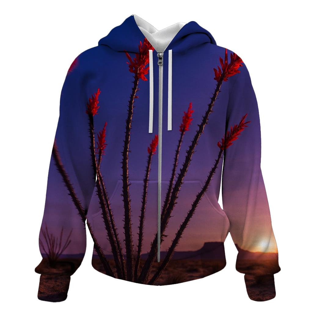 Desert Ocotillo At Dusk Bloom printed hoodies