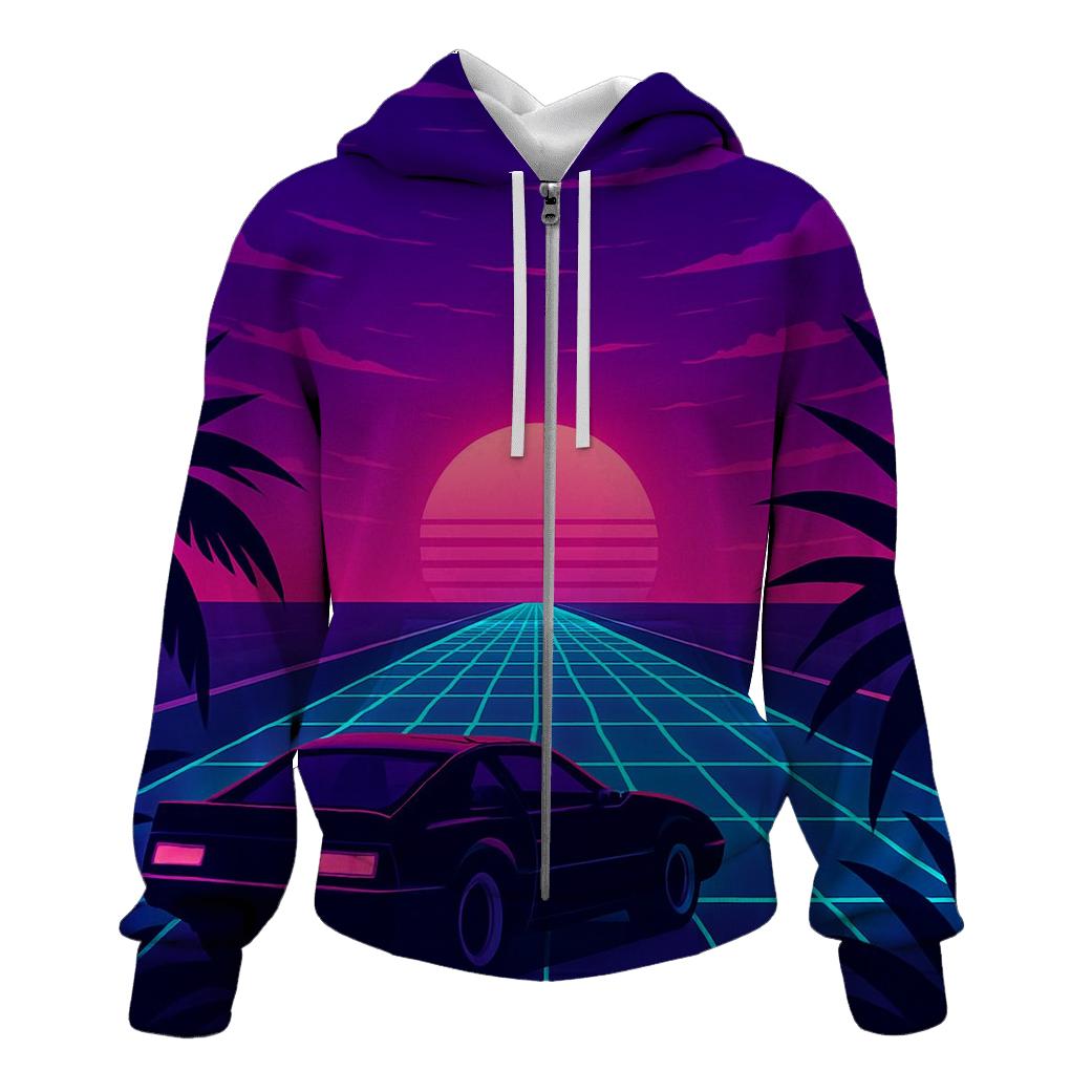 Neon Grid Sunset printed hoodies