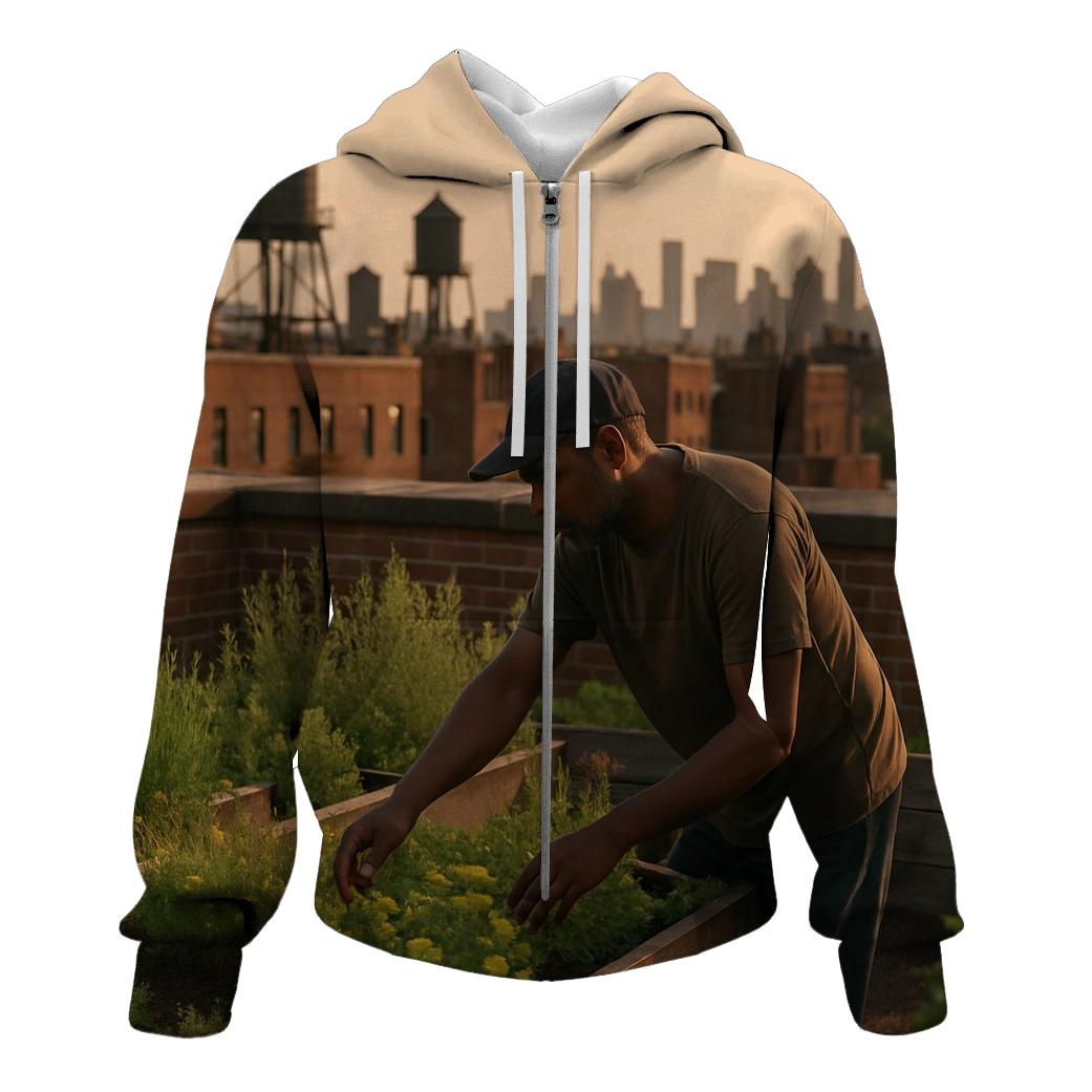 Harlem Rooftop Garden Overlook premium hoodies
