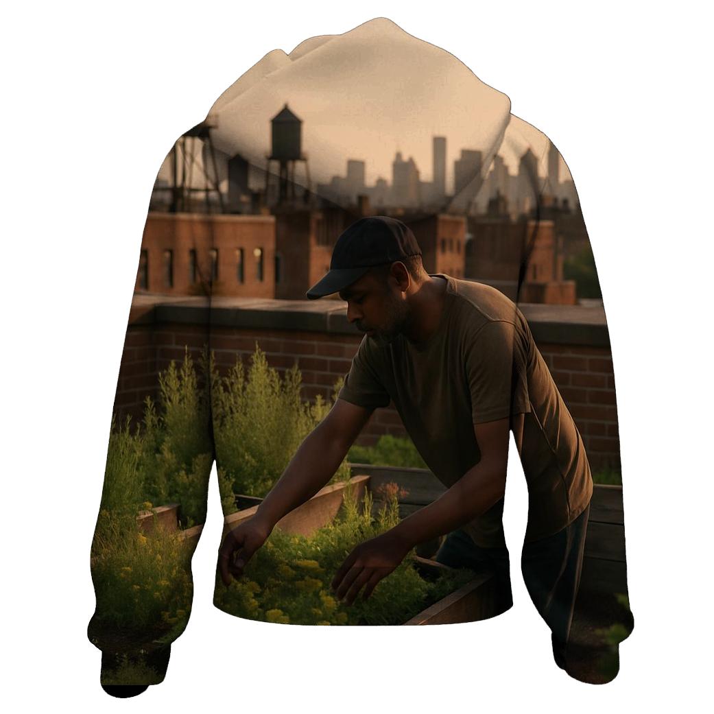Harlem Rooftop Garden Overlook premium hoodies