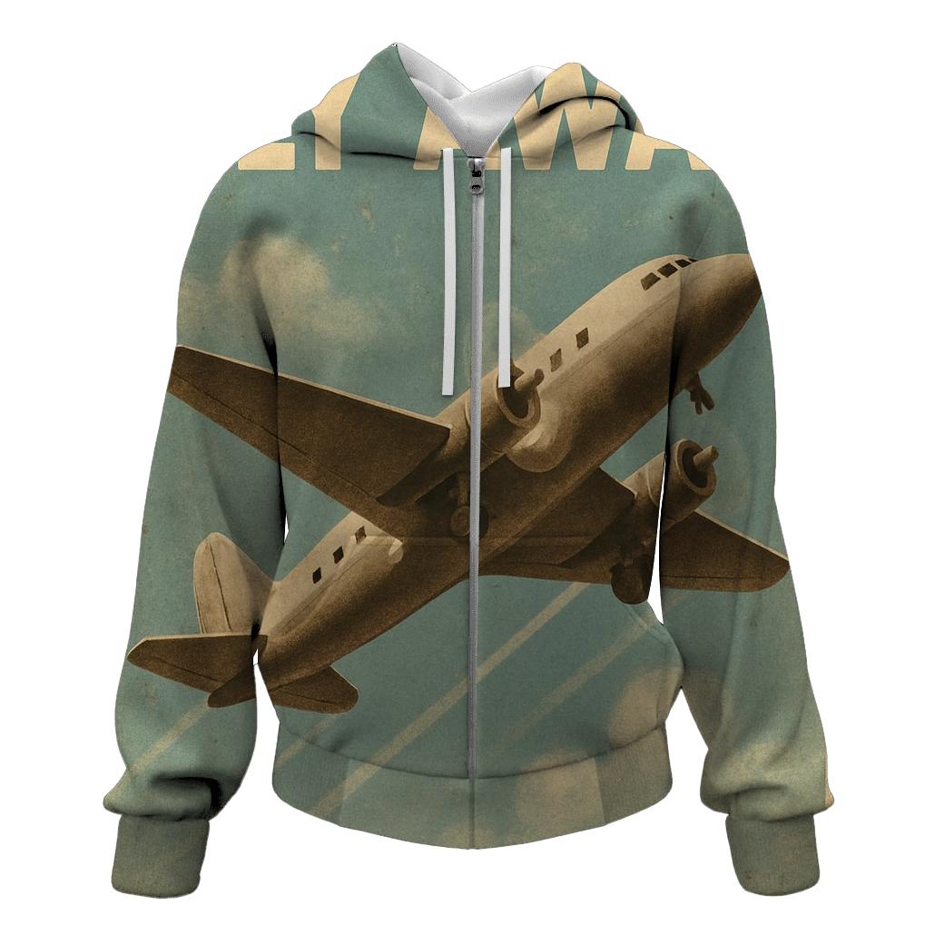 Vintage Airline Travel Poster printed hoodies