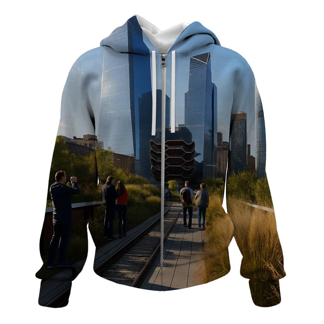 Sunlit High Line Perspective To Hudson Yards embroidered hoodies
