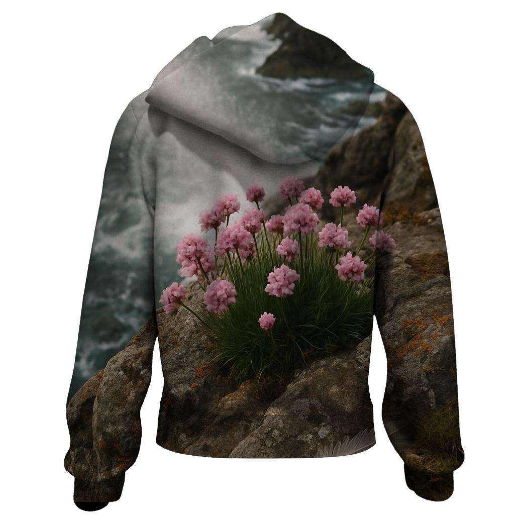 Cliffside Sea Thrift At High Tide embroidered hoodies