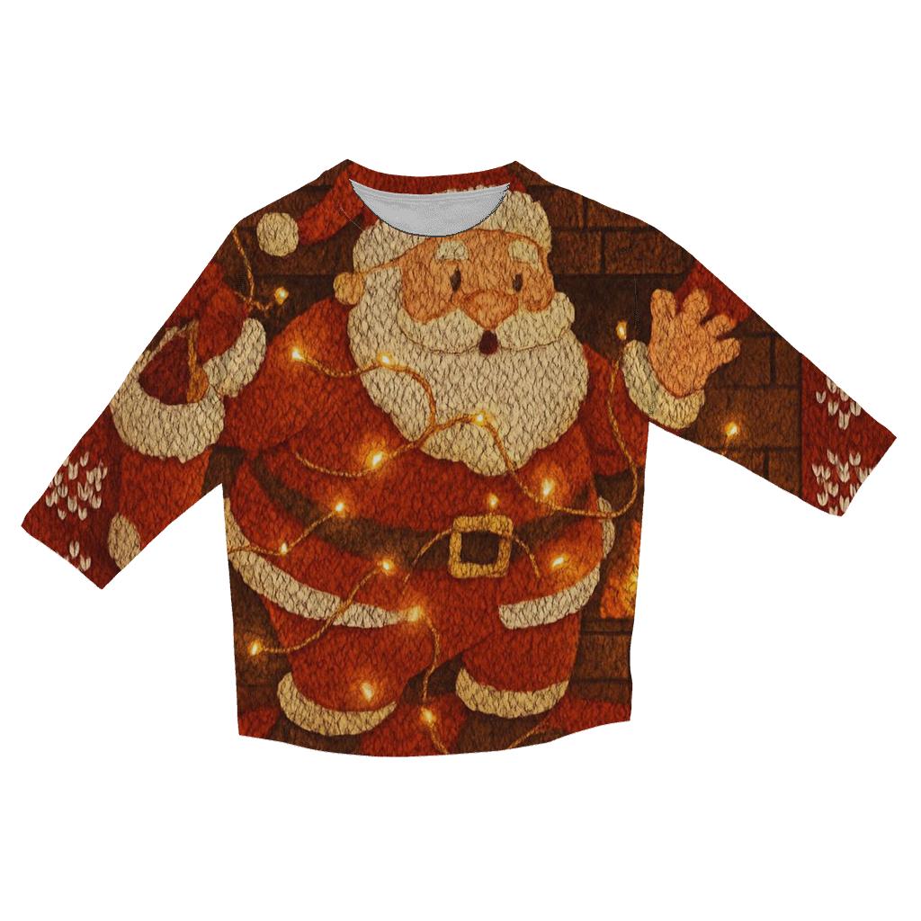 Santas Fireplace Sock Shuffle casual three quarter sleeve shirts