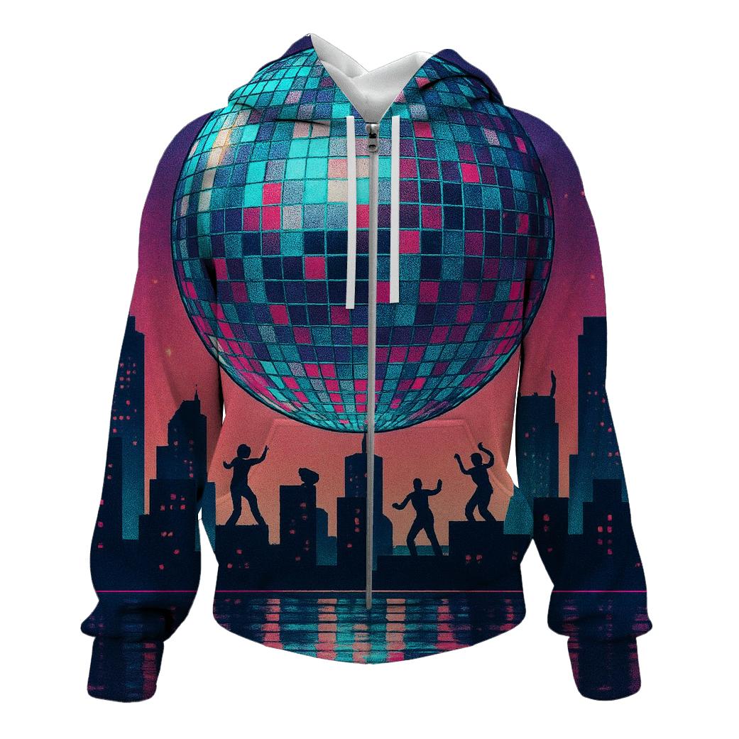 Disco Dot Skyline embroidered hoodies