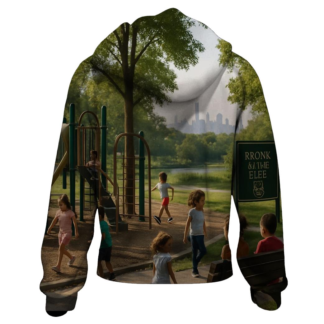 Bronx River View With City Skyline Backdrop printed hoodies