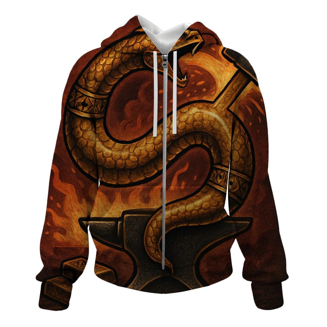 Auric Forge Ouroboros Emblem graphic hoodies