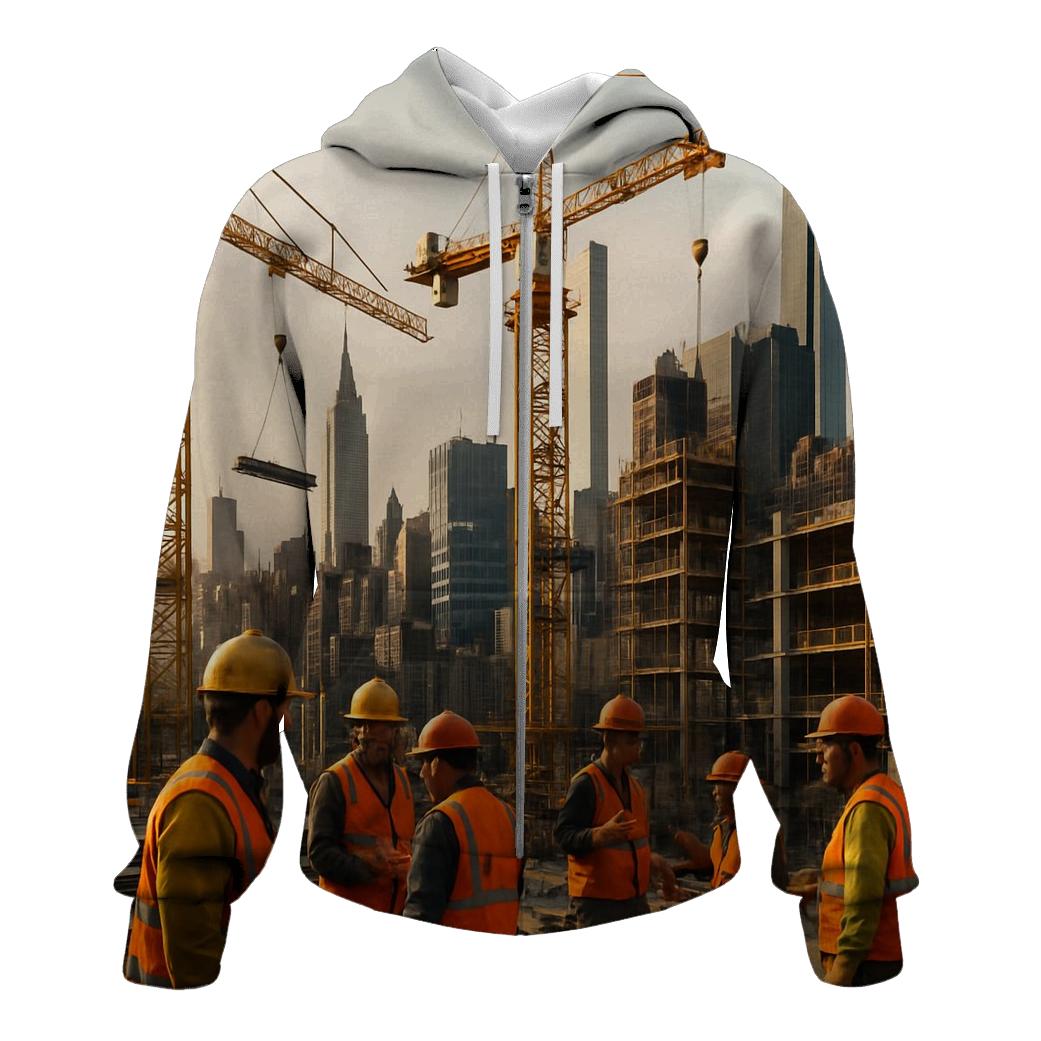 Late Afternoon Construction Ballet In Midtown zip-up hoodies