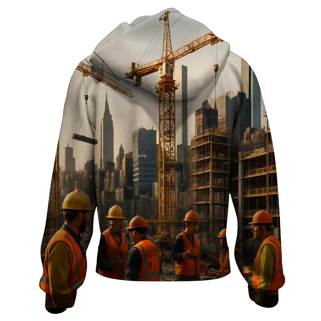 Late Afternoon Construction Ballet In Midtown zip-up hoodies