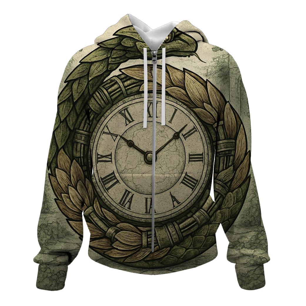 Clockwork Garden Ouroboros Clockface pullover hoodies