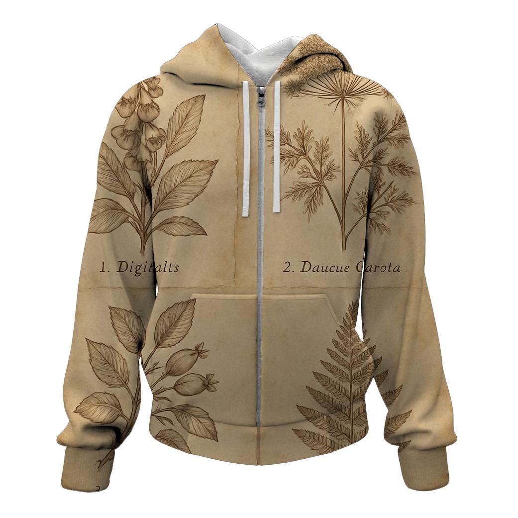 Sepia Botanical Illustration Set hoodie designs