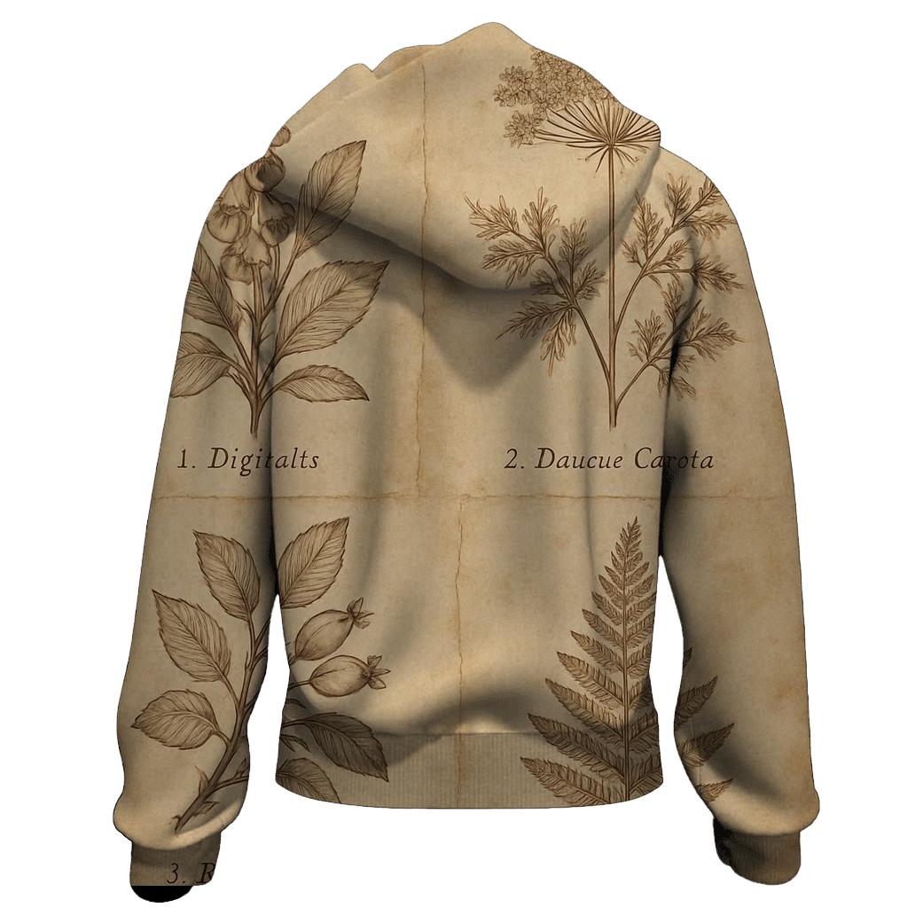 Sepia Botanical Illustration Set hoodie designs