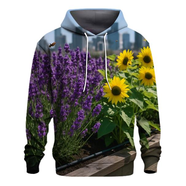 Rooftop Pollinator Garden At Noon graphic hoodies