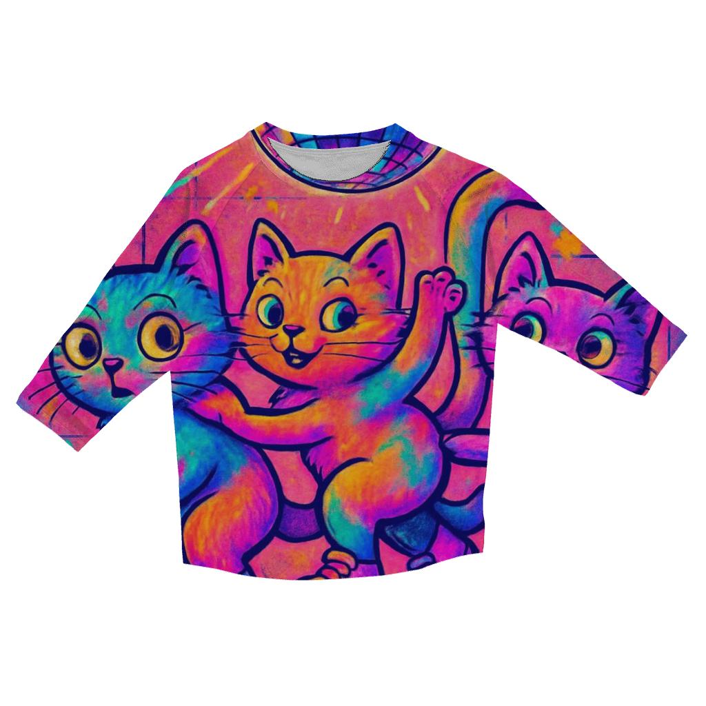 Retro Roller Disco Kittens designer 3/4 sleeve blouses