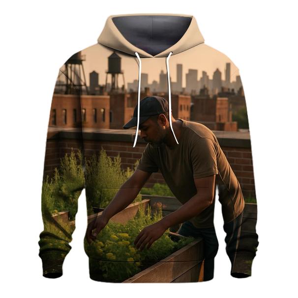 Harlem Rooftop Garden Overlook embroidered hoodies