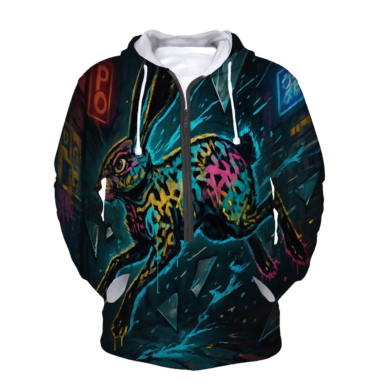 Graffiti Lightning Hare graphic hoodies