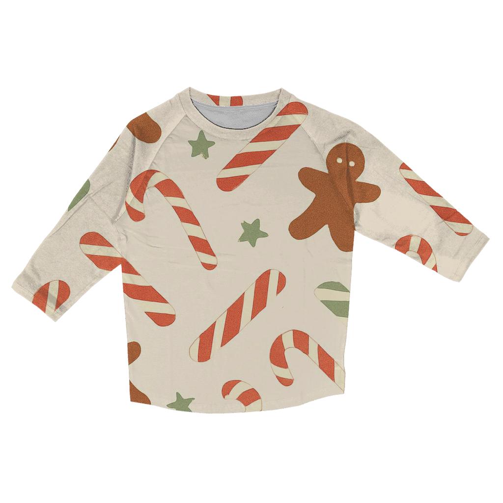 Candy Stripe Scatter With Gingerbread Silhouettes On Ivory stylish quarter sleeve tops