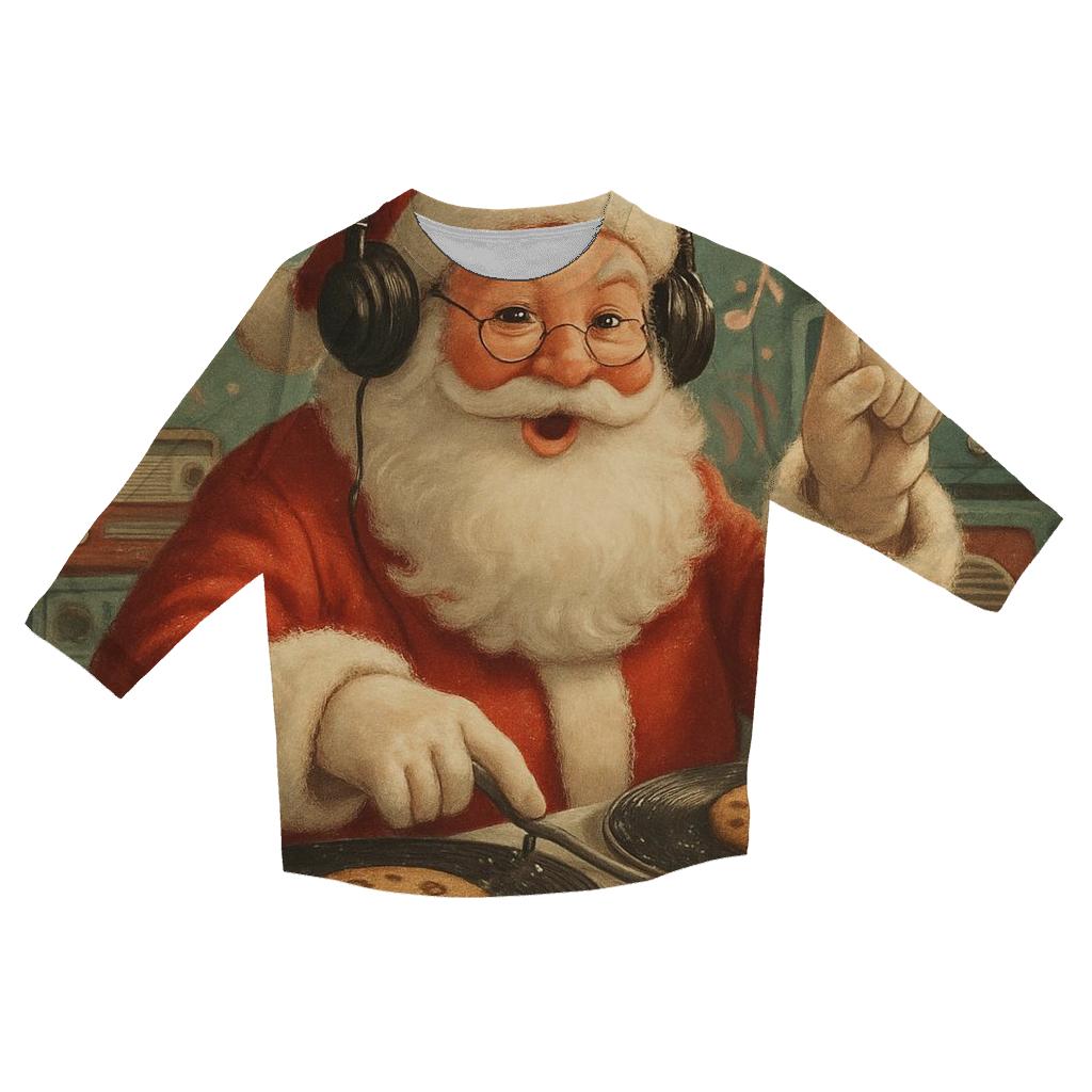 Retro Radio Santa DJ casual three quarter sleeve shirts