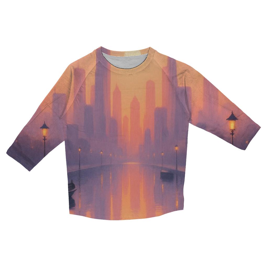 Peach Skyline Drift fashion 3/4 sleeve shirts