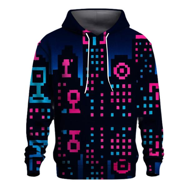 Arcade Pixel Skyline embroidered hoodies