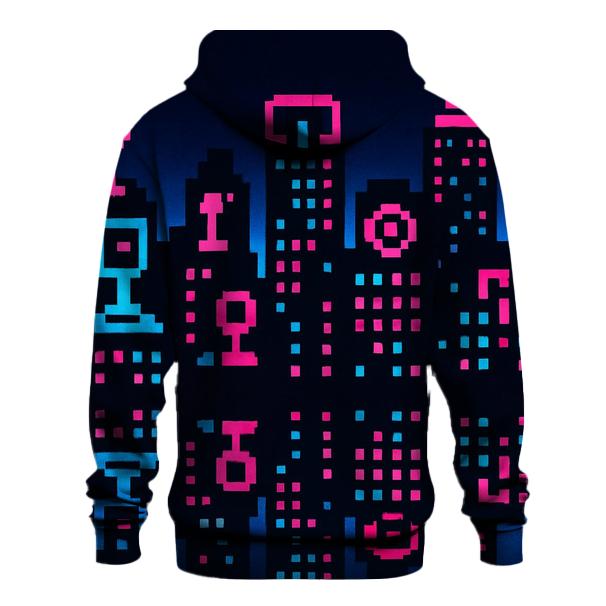 Arcade Pixel Skyline embroidered hoodies