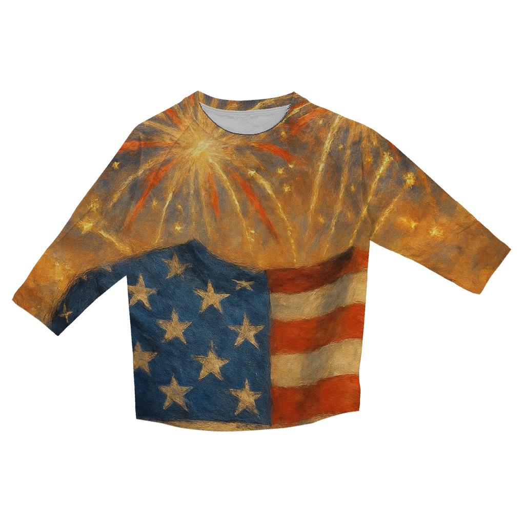 Firework Patchwork fashion 3/4 sleeve shirts