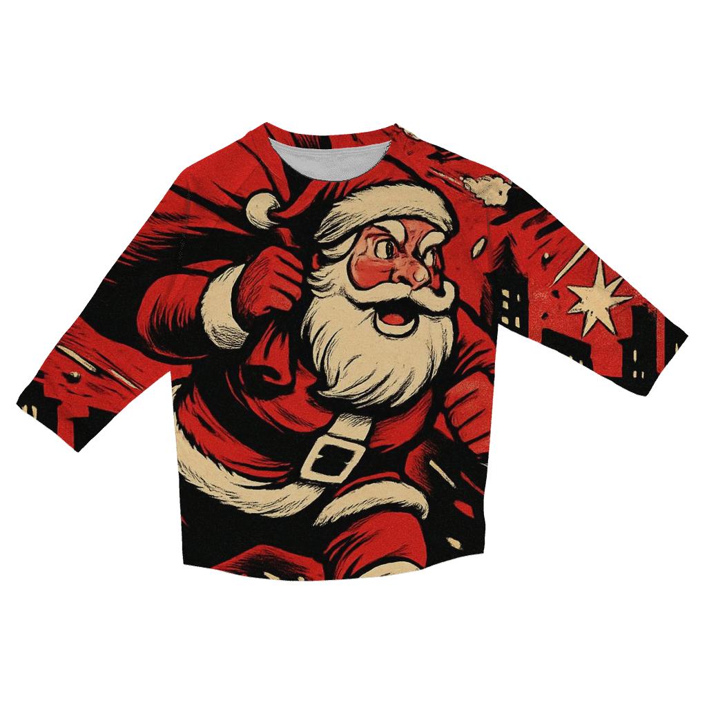 Comic Sleigh Chase Santa custom 3/4 sleeve shirts
