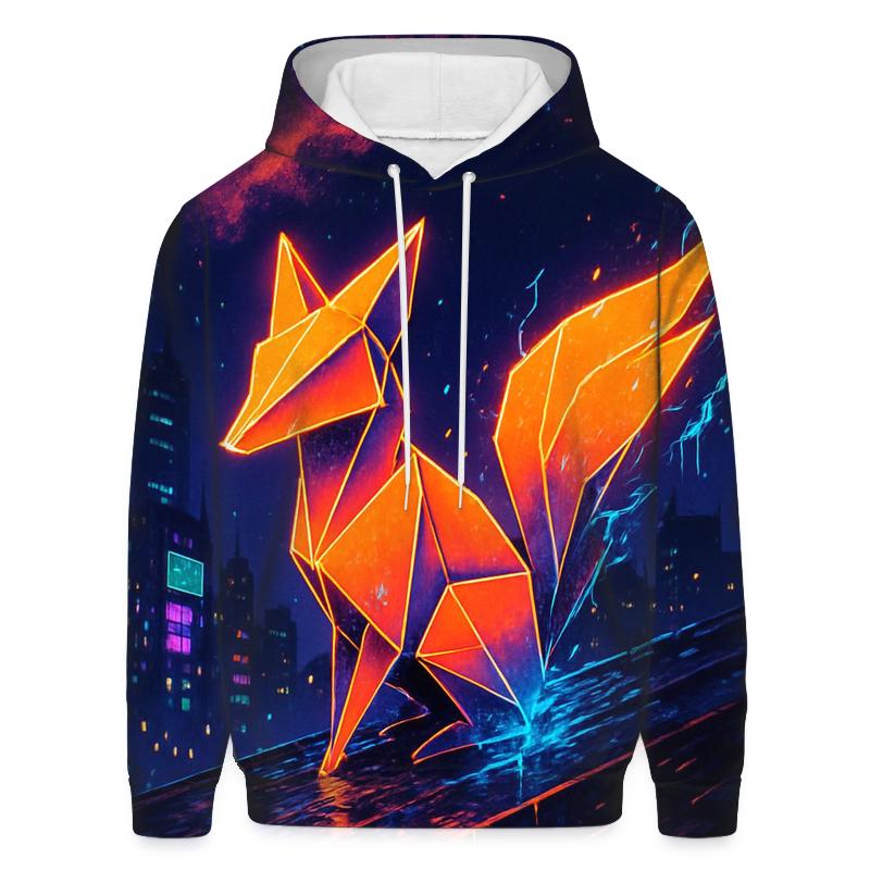 Neon Origami Fox printed hoodies