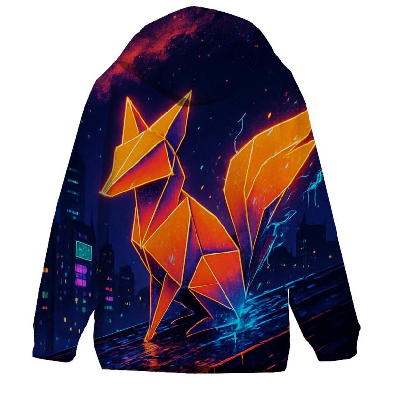Neon Origami Fox printed hoodies