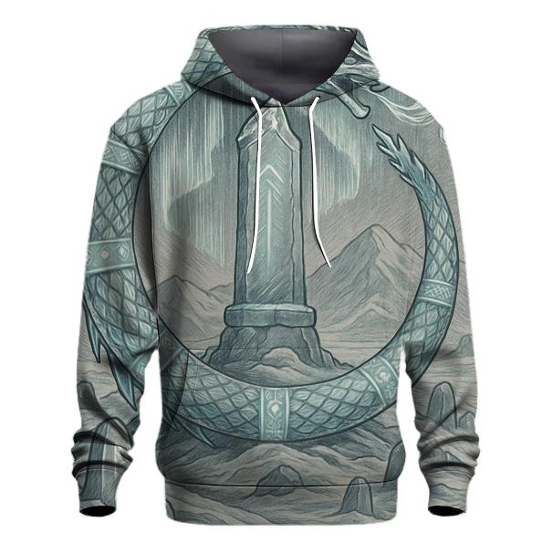 Runic Ice Ouroboros Beacon printed hoodies