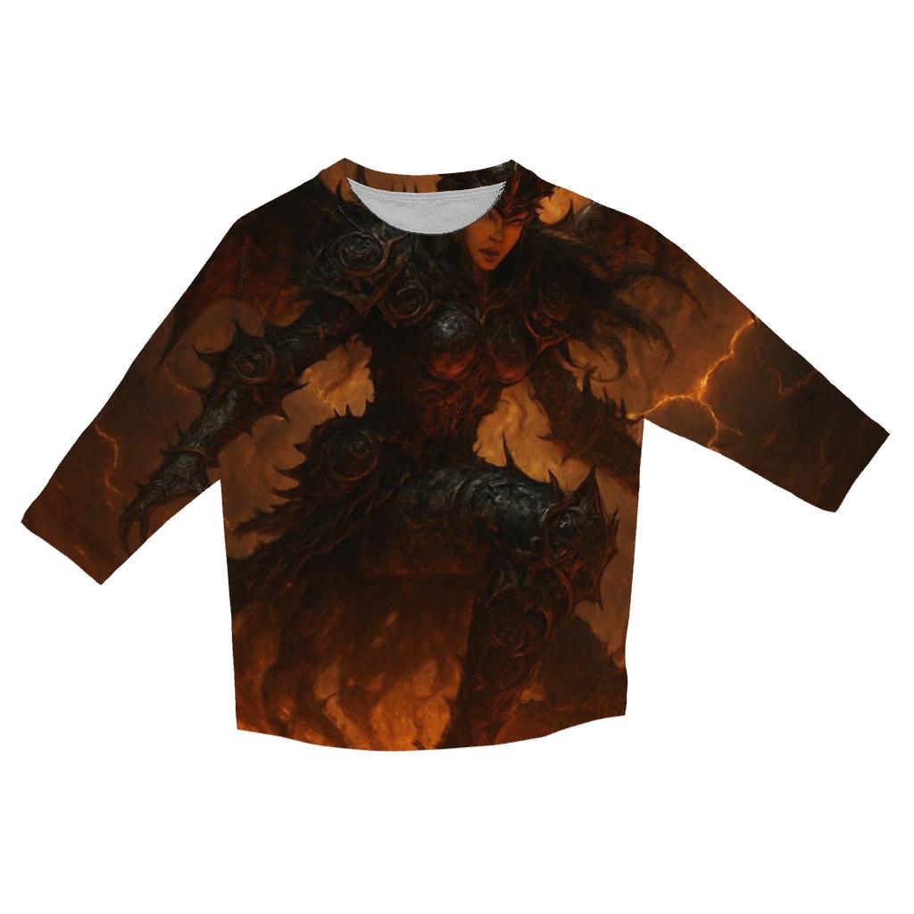 Infernal Valkyrie Of Iron Roses printed three quarter sleeve shirts
