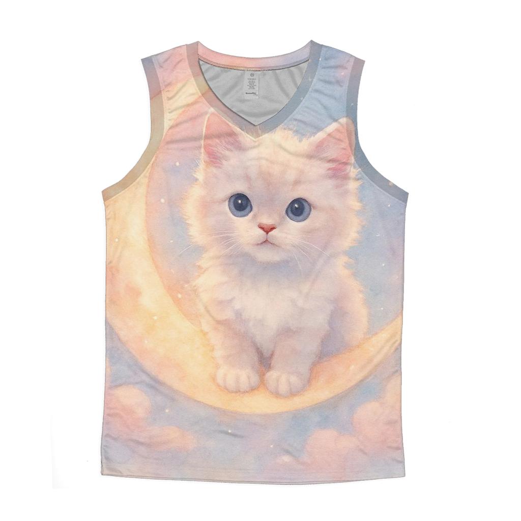 Moonlit Marshmallow Kitten trendy fitted tank tops