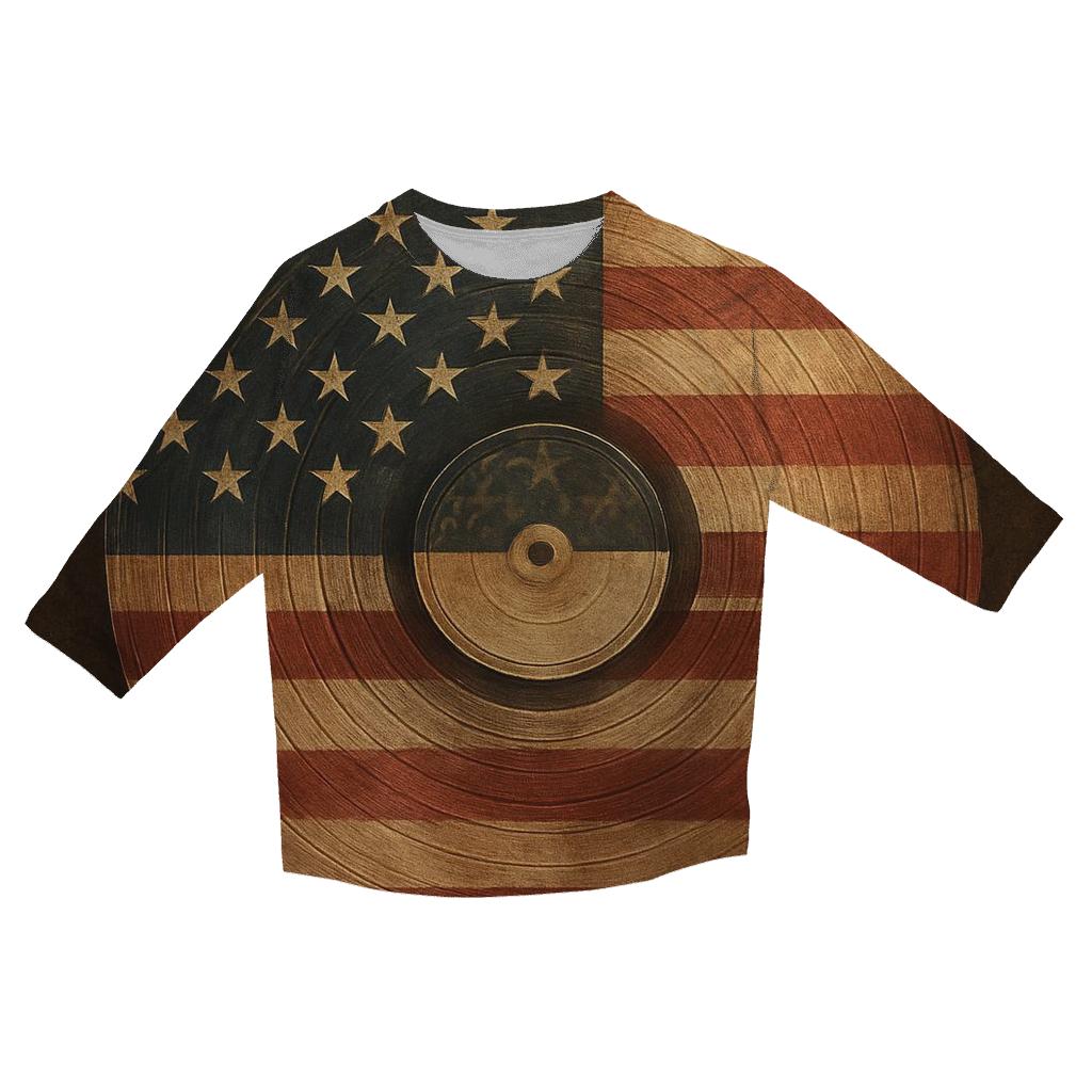 Retro Vinyl Stripes printed three quarter sleeve shirts