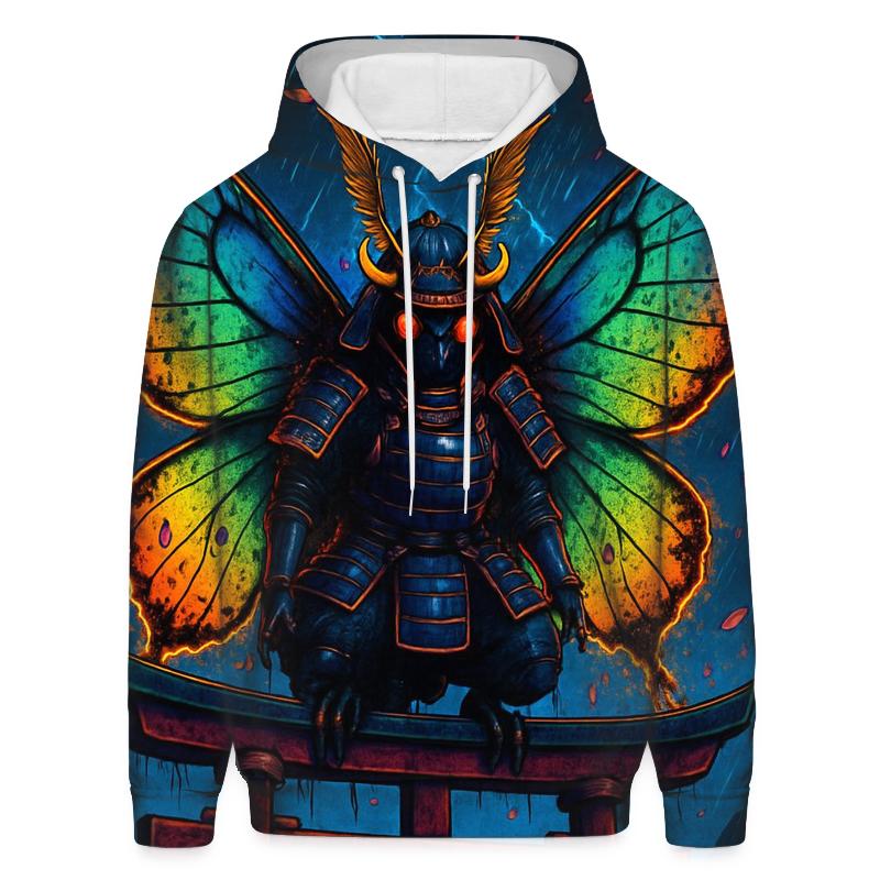 Chromatic Samurai Moth embroidered hoodies