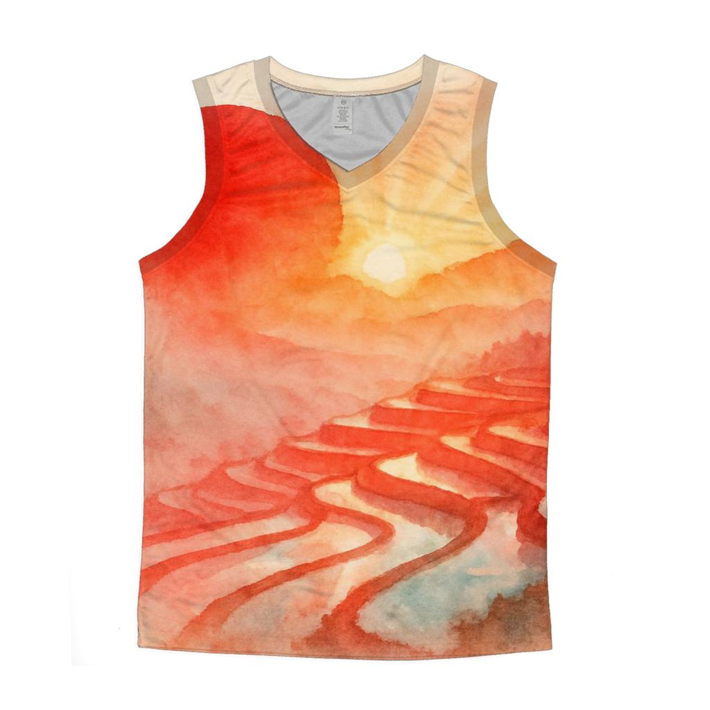Rising Sun Watercolor graphic print tank tops