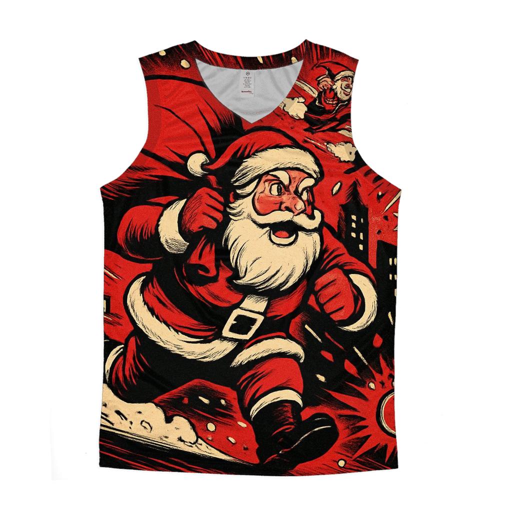 Comic Sleigh Chase Santa stylish racerback tanks