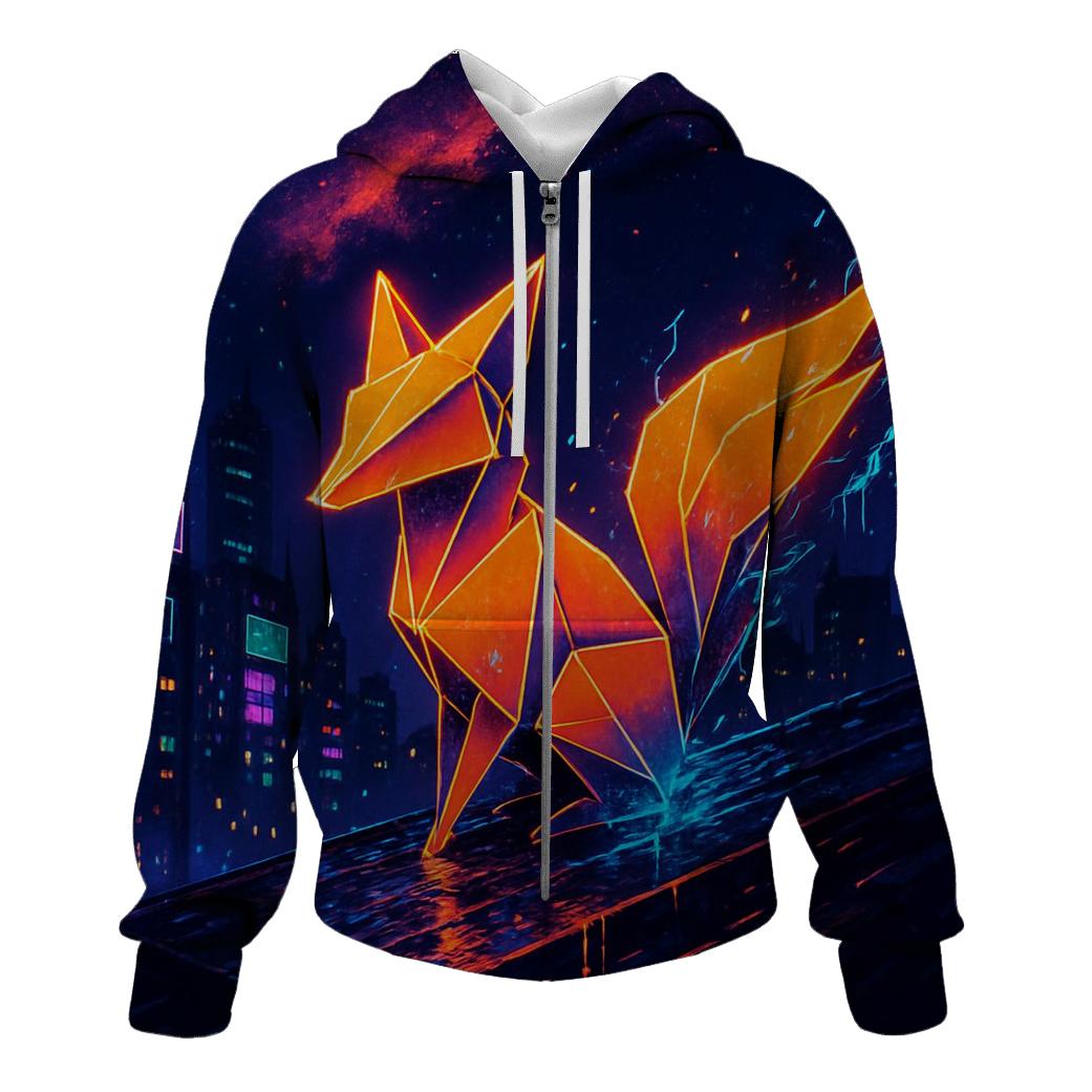 Neon Origami Fox pullover hoodies
