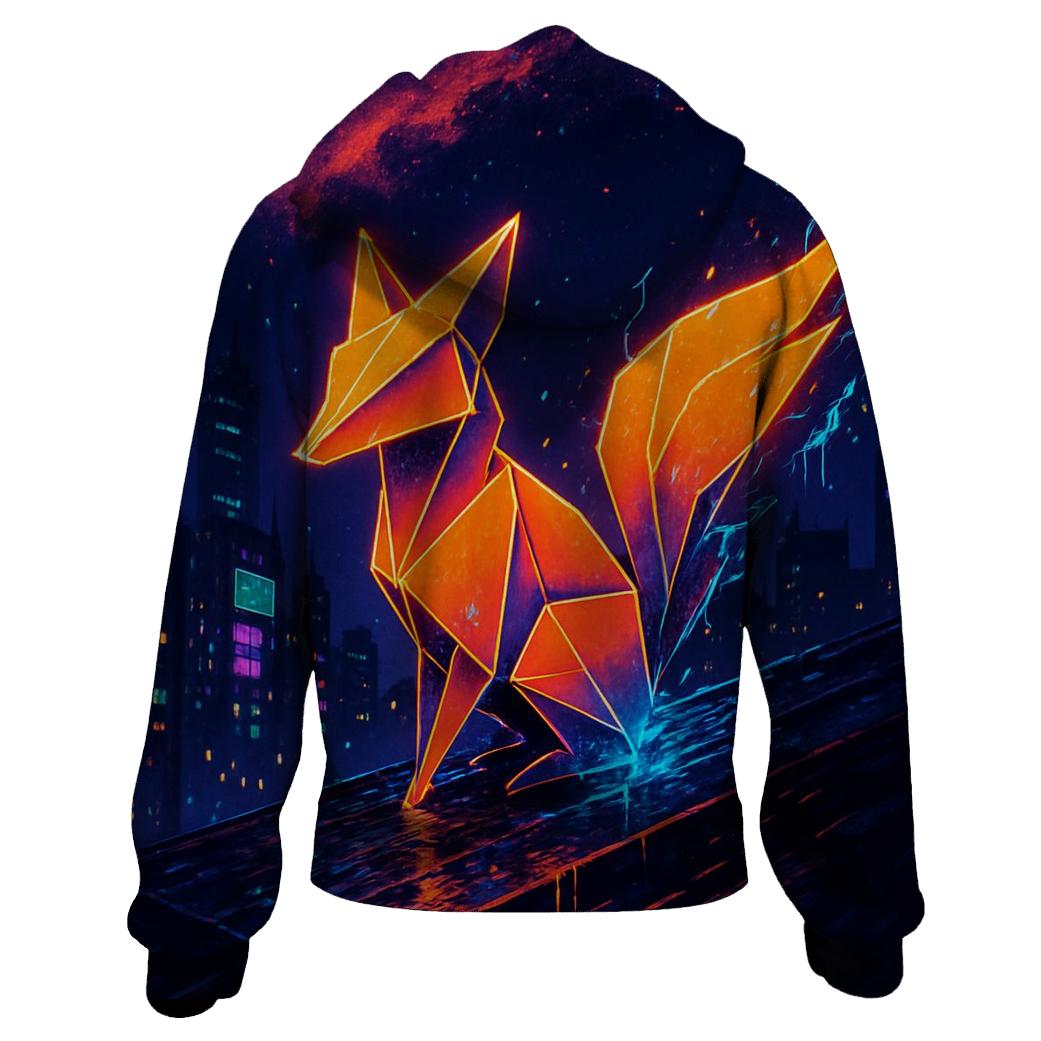Neon Origami Fox pullover hoodies