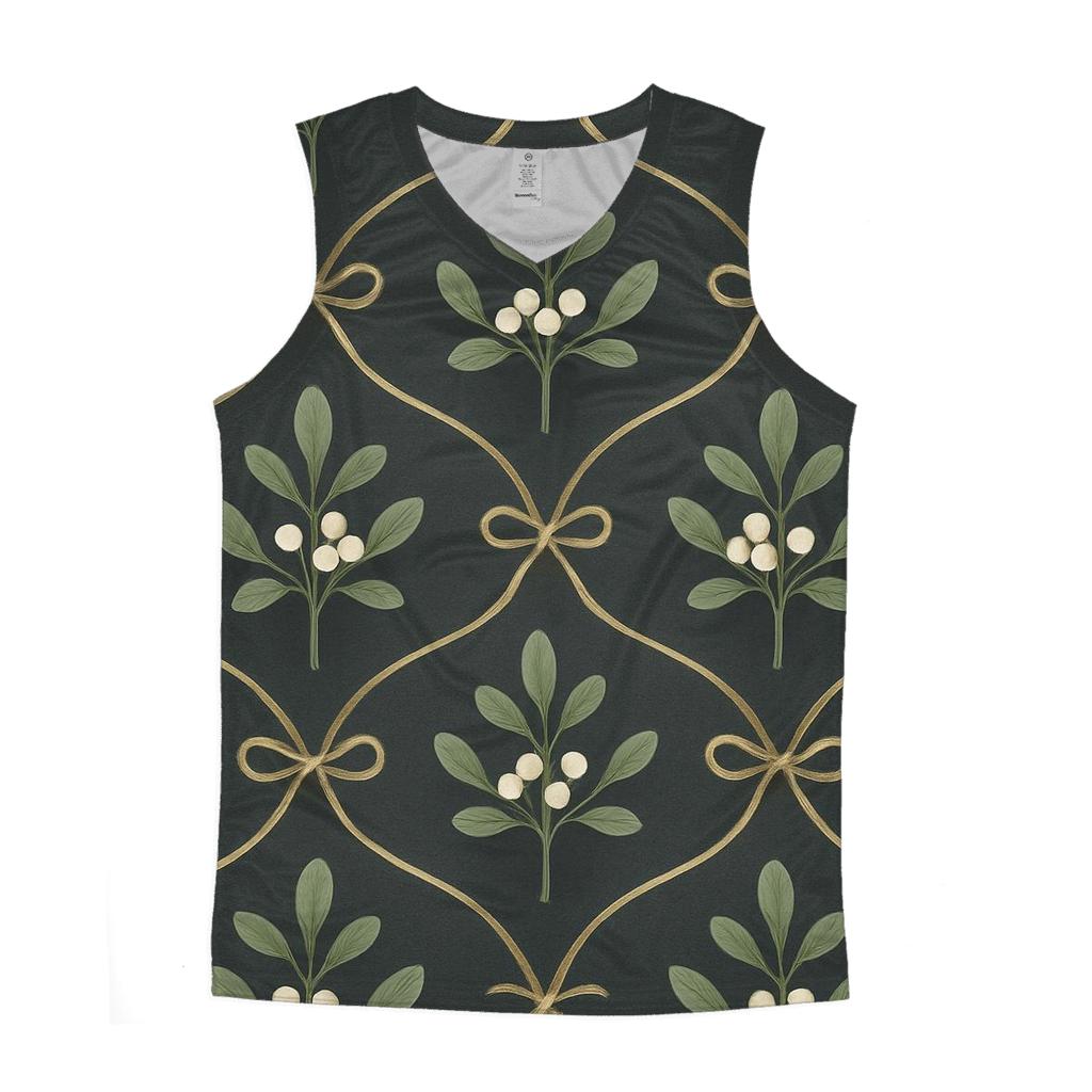 Mistletoe Lattice On Charcoal Background designer workout tanks