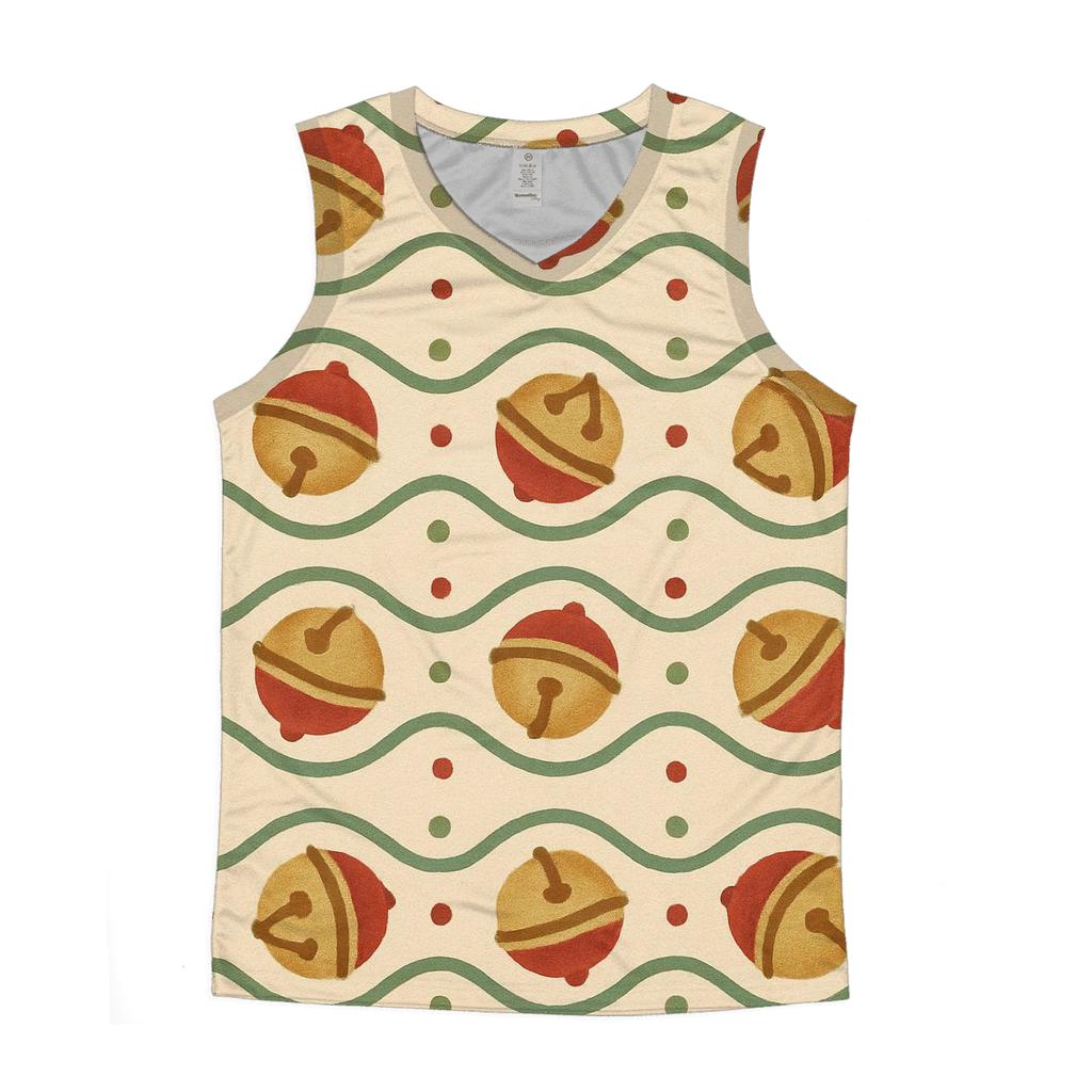 Red Sleigh Bell Wave On Beige Background stylish racerback tanks
