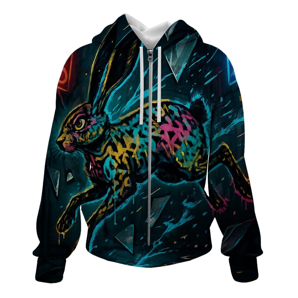 Graffiti Lightning Hare zip-up hoodies