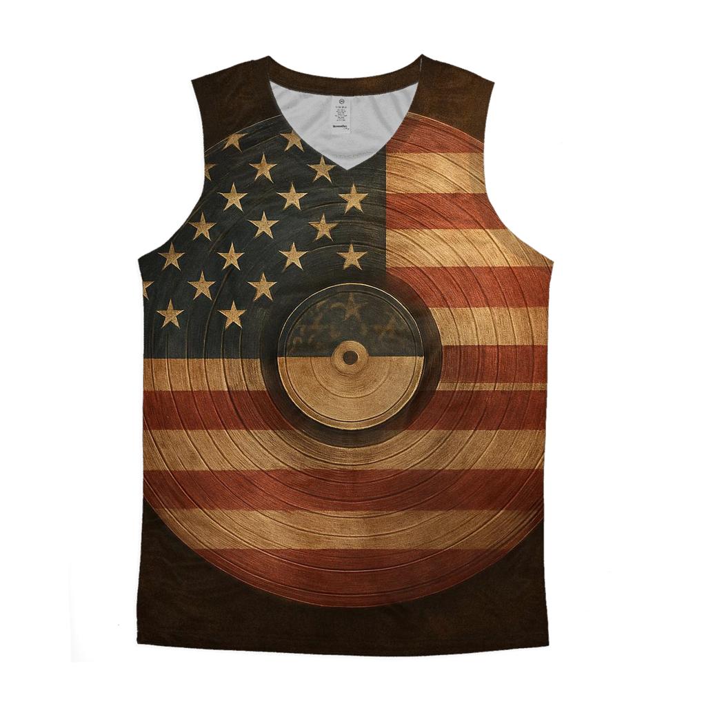Retro Vinyl Stripes graphic print tank tops