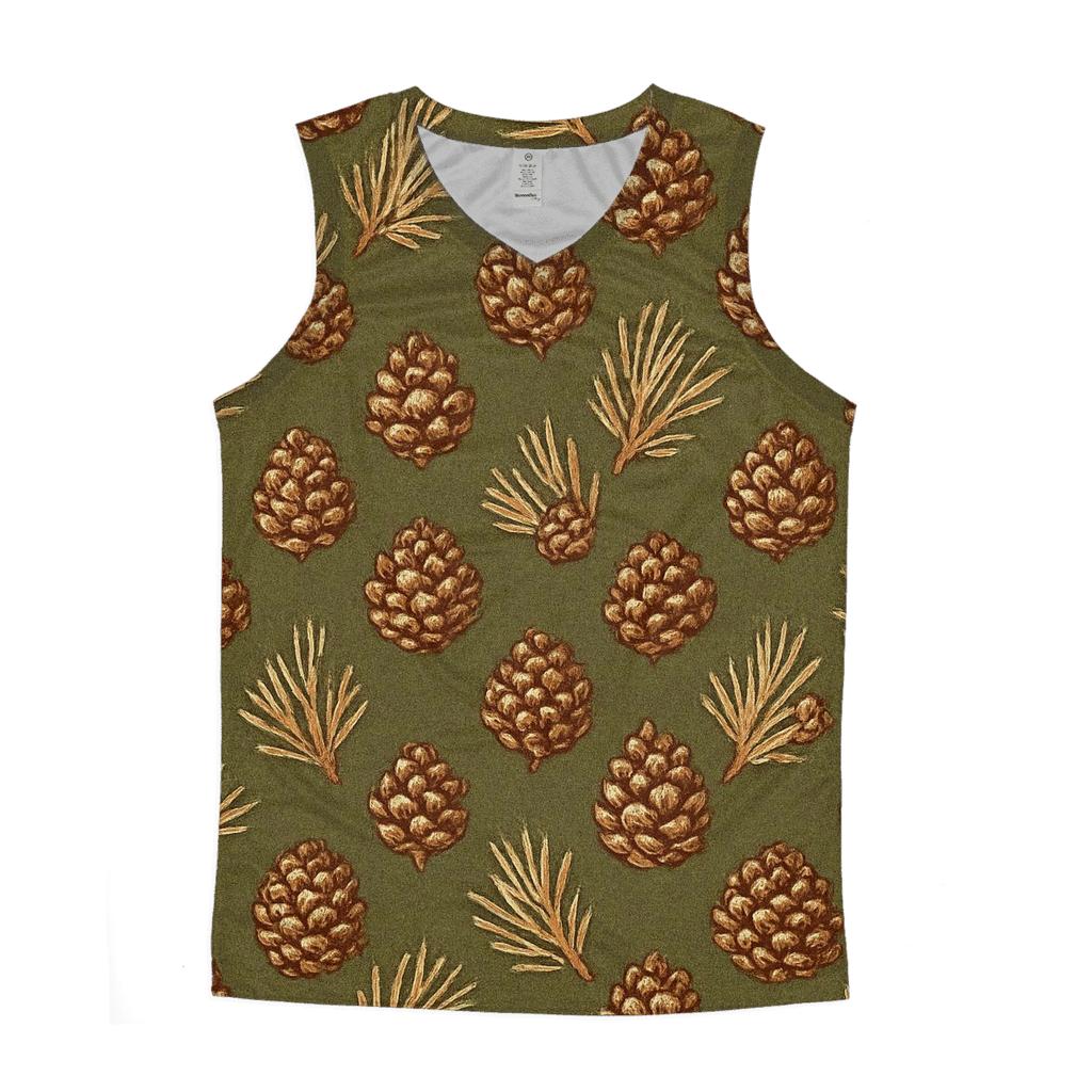 Pinecone Chevron Scatter On Olive Background stylish racerback tanks