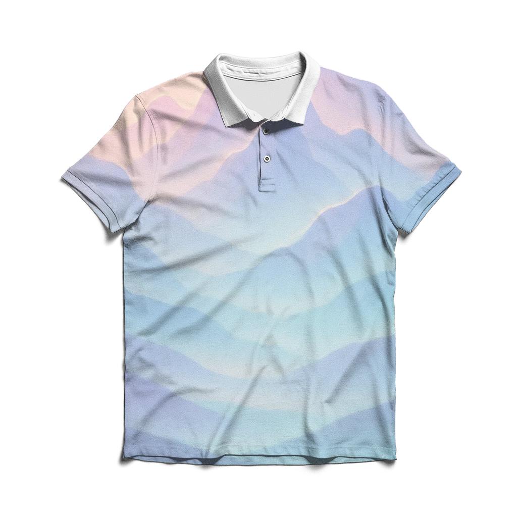 Pastel Mist Mountains premium cotton polo shirts