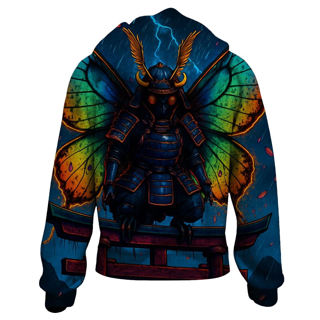 Chromatic Samurai Moth zip-up hoodies